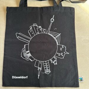 Düsseldorf Tote Bag - Fair Trade, black & white cotton - NEW!